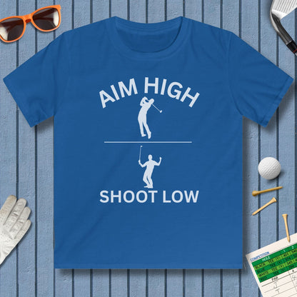Aim High - Shoot Low (Male) - Youth Golf T-Shirt in Royal