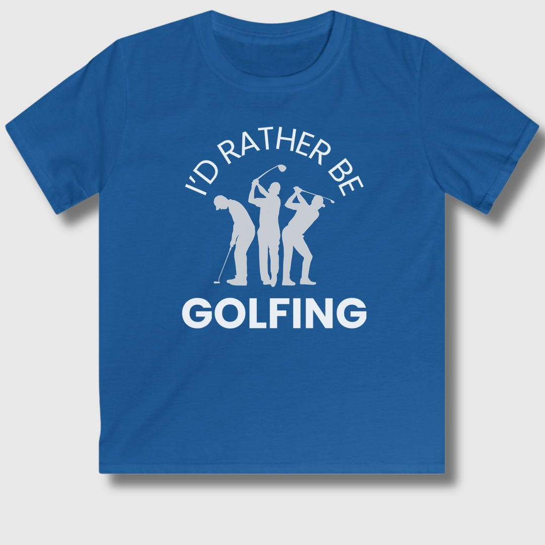 I'd Rather Be Golfing - Youth Golf T-Shirt in Royal