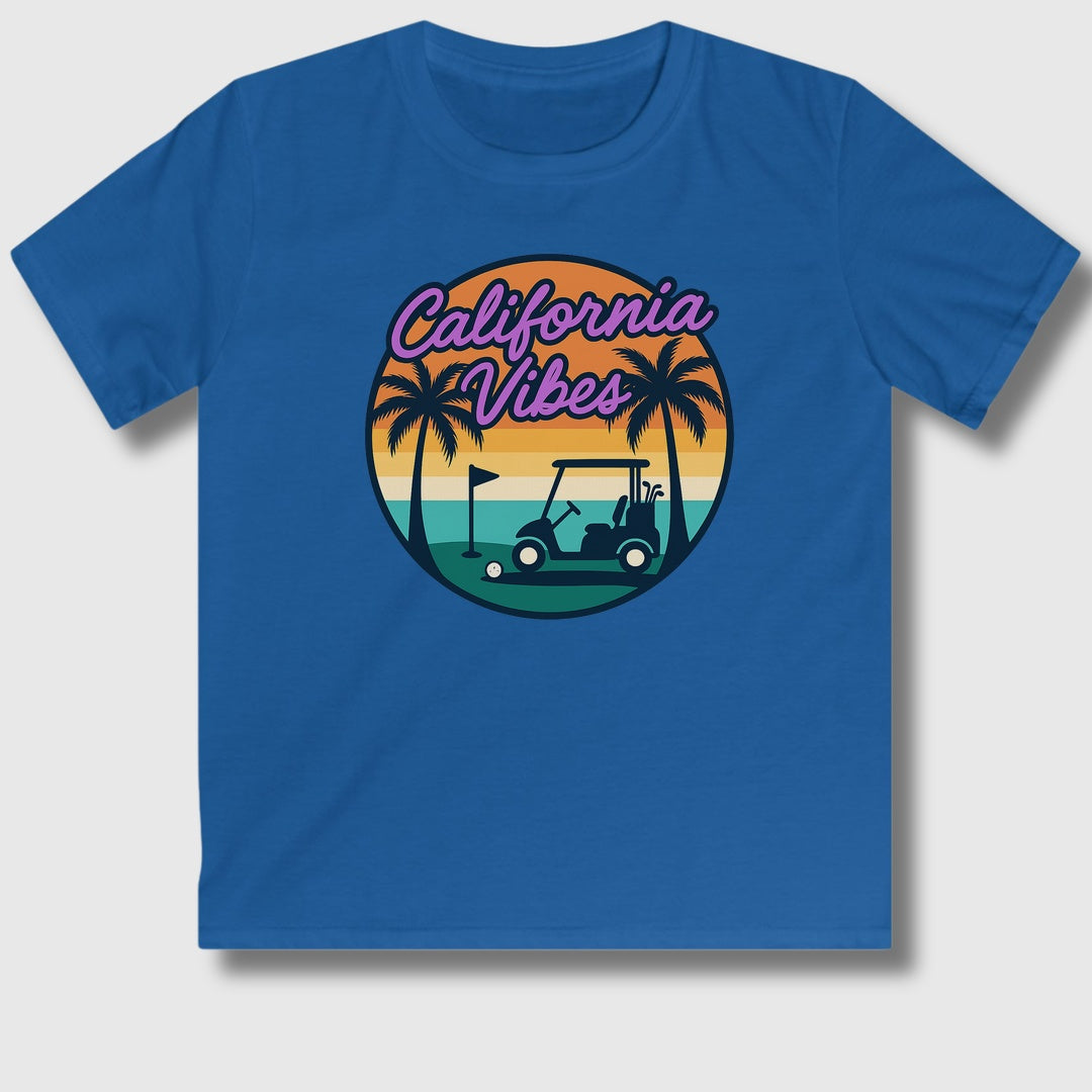 Golf Vibes - California Coast Edition - Youth Golf T-Shirt in Royal