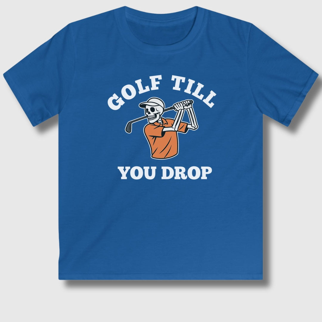Golf Till You Drop - Youth Golf T-Shirt in Royal