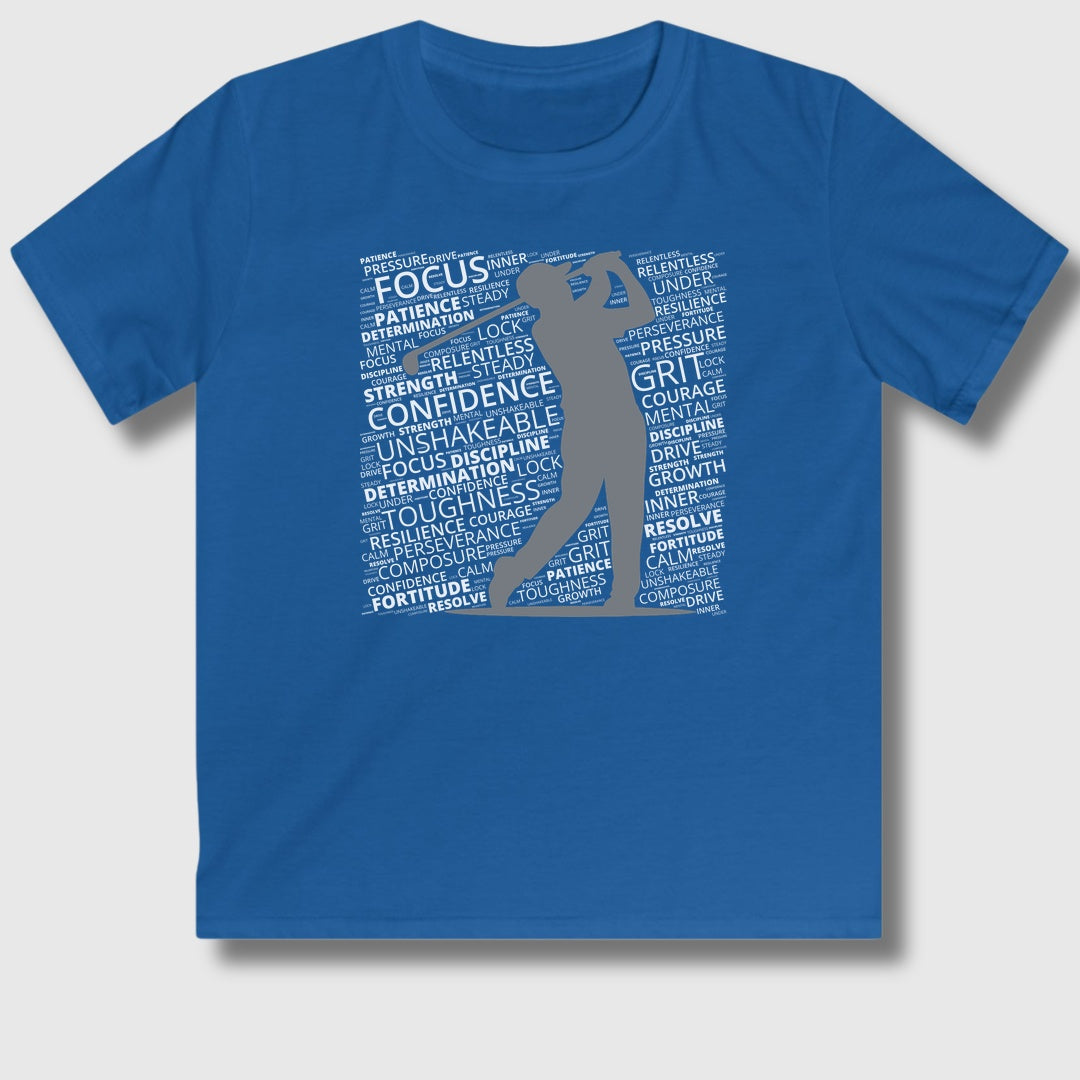 Unleash Your Mental Game (Male) - Youth Golf T-Shirt in Royal