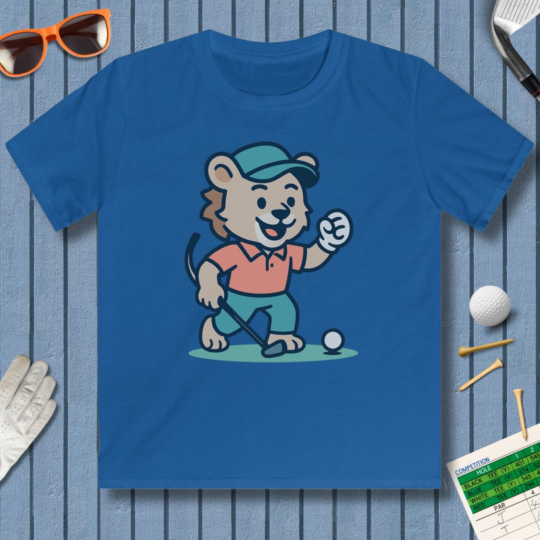 Fist Pumping Lion - Youth Golf T-Shirt in Royal