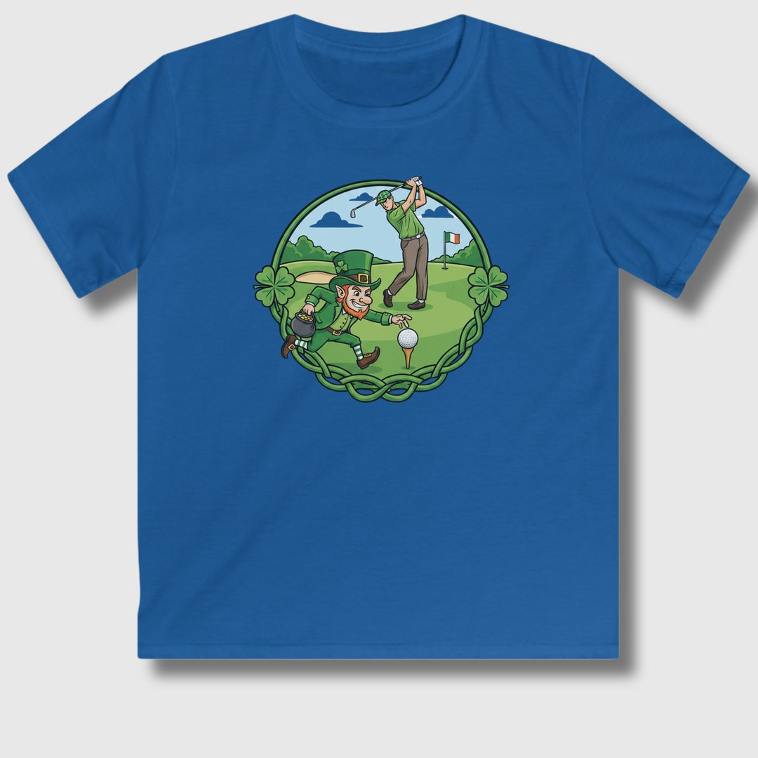 The Leprechaun Stole My Ball! - Youth Golf T-Shirt in Royal
