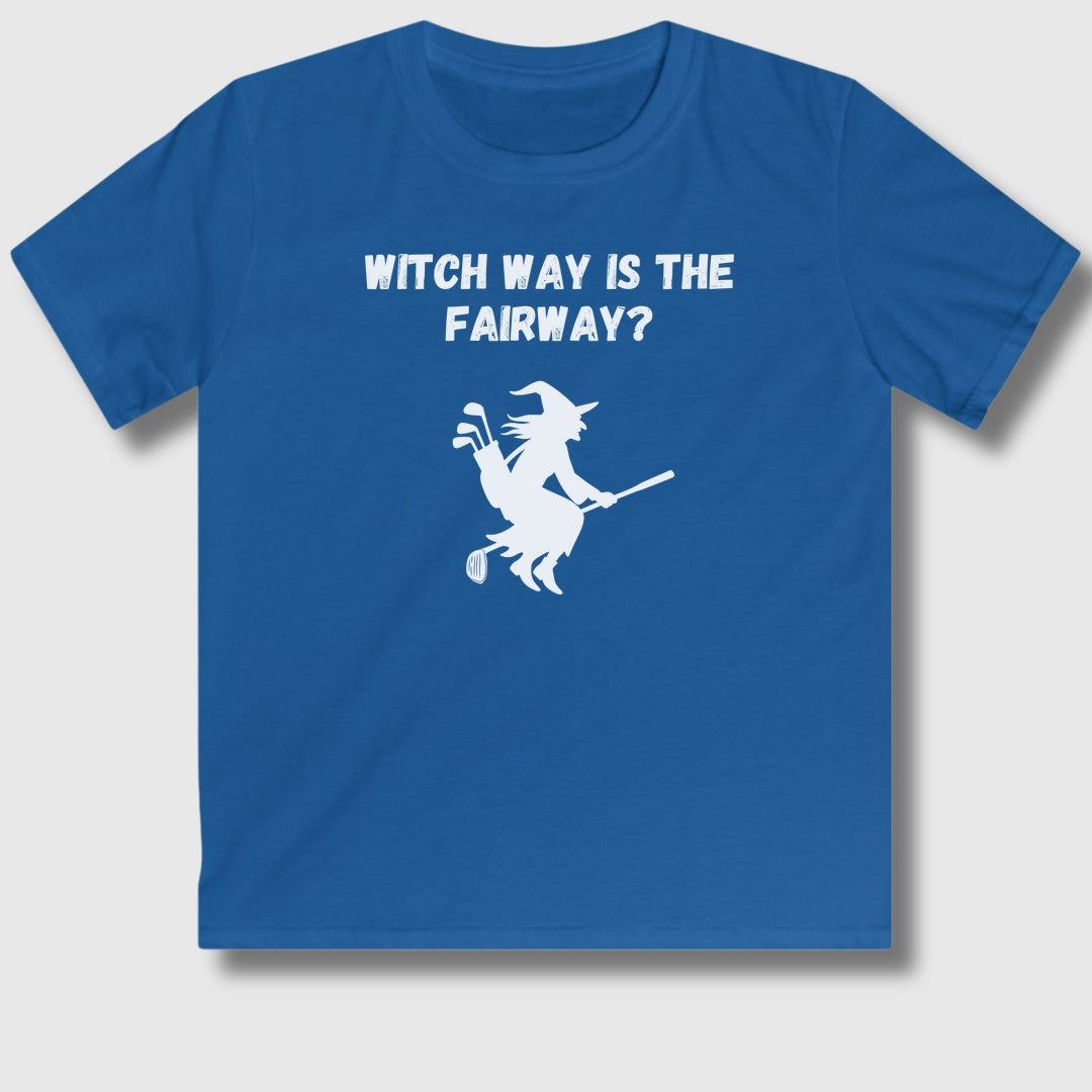 Witch Way is the Fairway - Youth Golf T-Shirt in Royal
