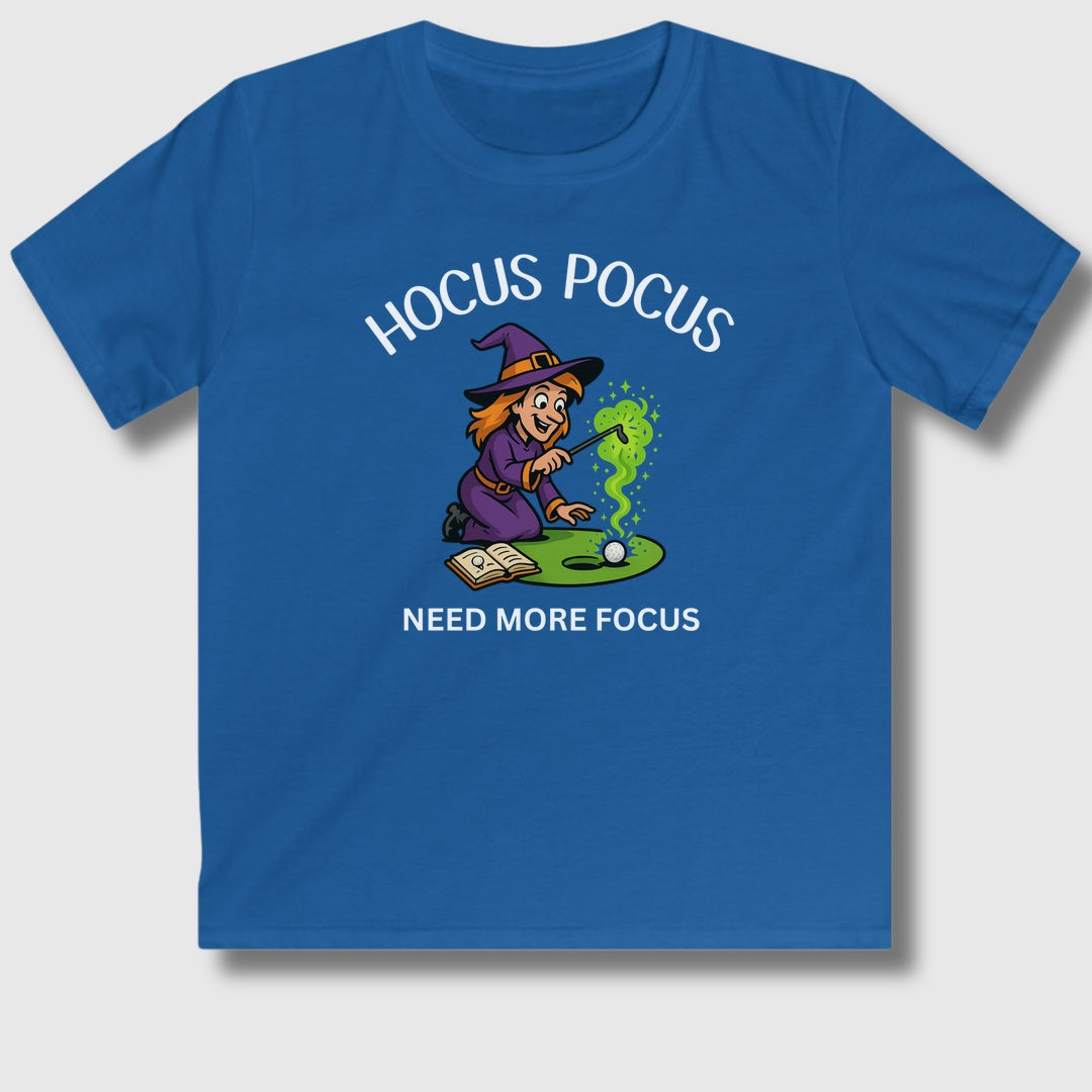 Hocus Pocus, Need More Focus - Youth Golf T-Shirt in Royal