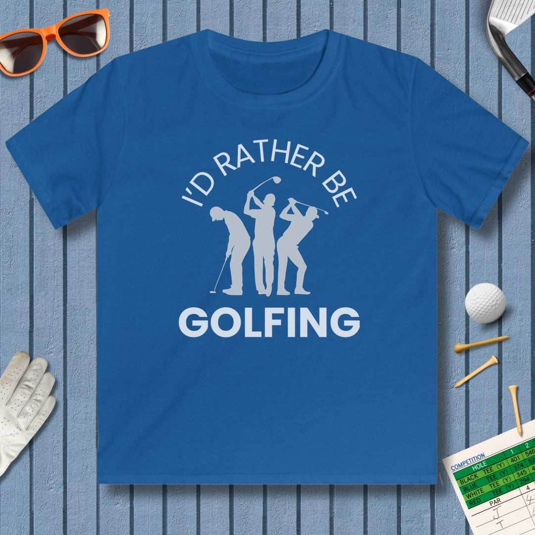 I'd Rather Be Golfing - Youth Golf T-Shirt in Royal