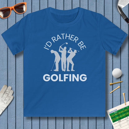 I'd Rather Be Golfing - Youth Golf T-Shirt in Royal
