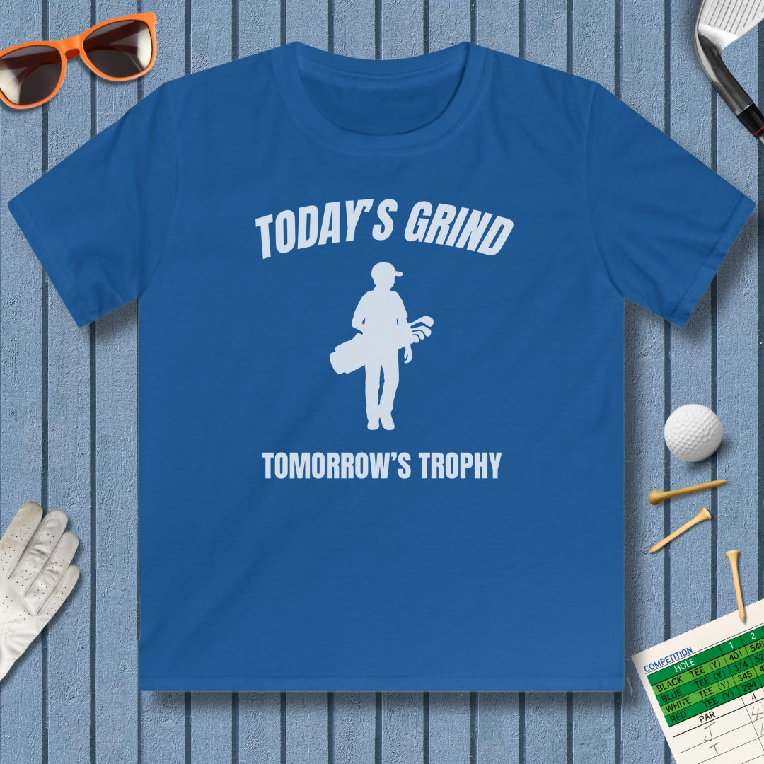 Today's Grind - Tomorrow's Trophy (male) - Youth Golf T-Shirt in Royal