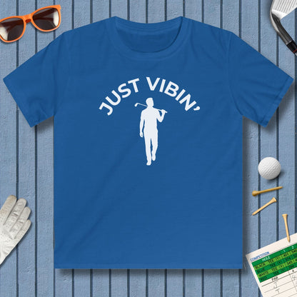 Just Vibin' - Boys - Youth Golf T-Shirt in Royal