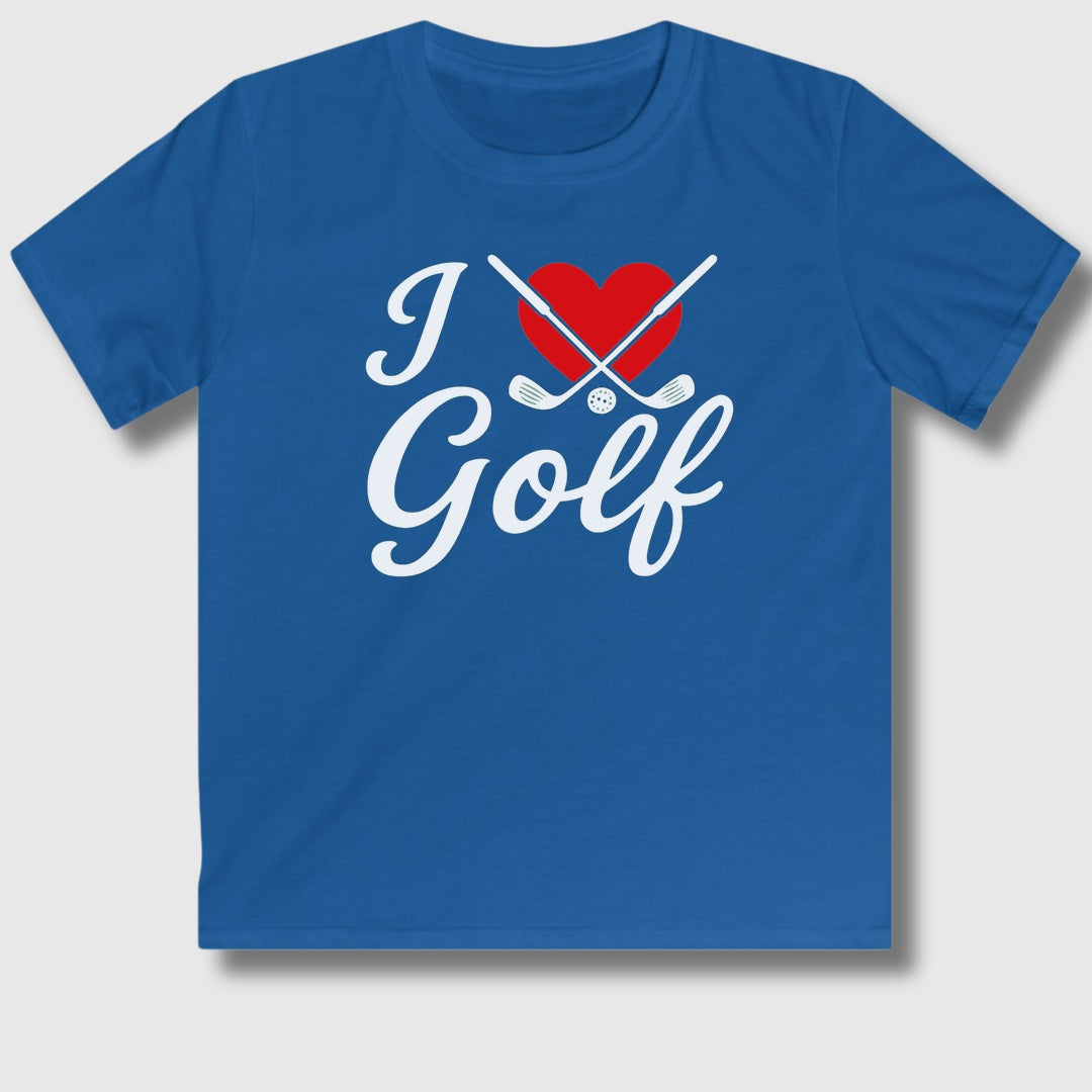 I Love Golf - Youth Golf T-Shirt in Royal