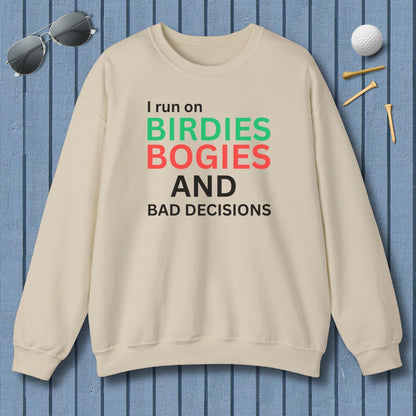I run on... - Adult Golf Sweatshirt in Sand