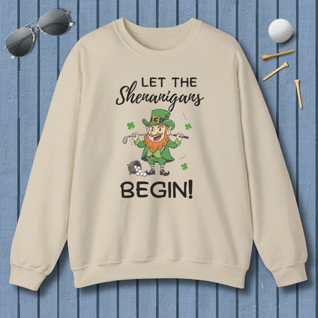 Let The Shenanigans Begin - Adult Golf Sweatshirt in Sand
