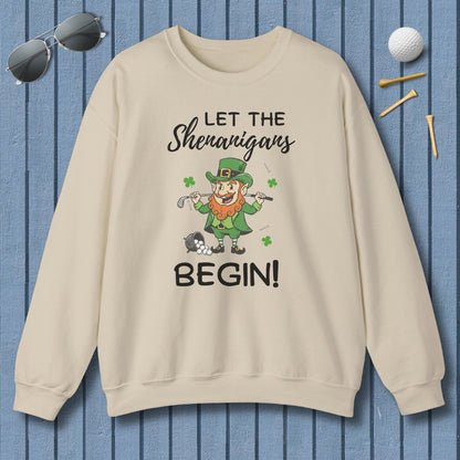 Let The Shenanigans Begin - Adult Golf Sweatshirt in Sand