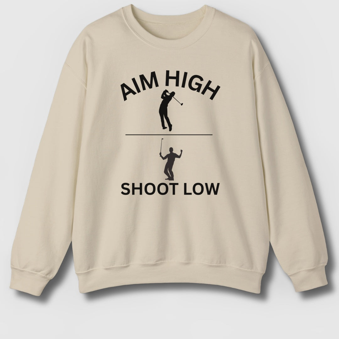 Aim High - Shoot Low (Male) - Adult Golf Sweatshirt in Sand