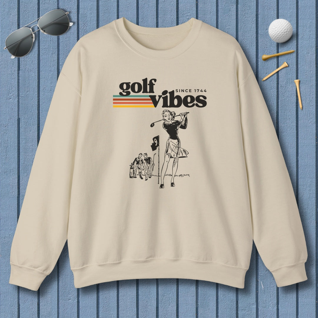 Golf Vibes Retro - Adult Golf Sweatshirt in Sand