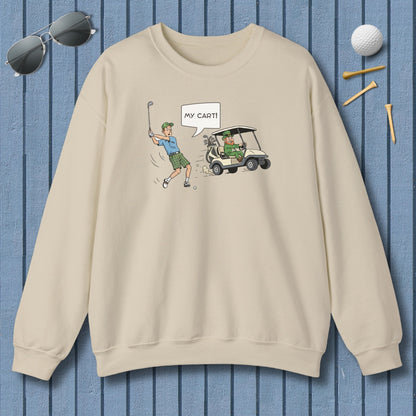 My Cart! - Adult Golf Sweatshirt in Sand