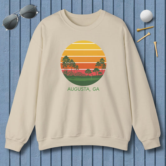Retro Sunset - Augusta - Adult Golf Sweatshirt in Sand