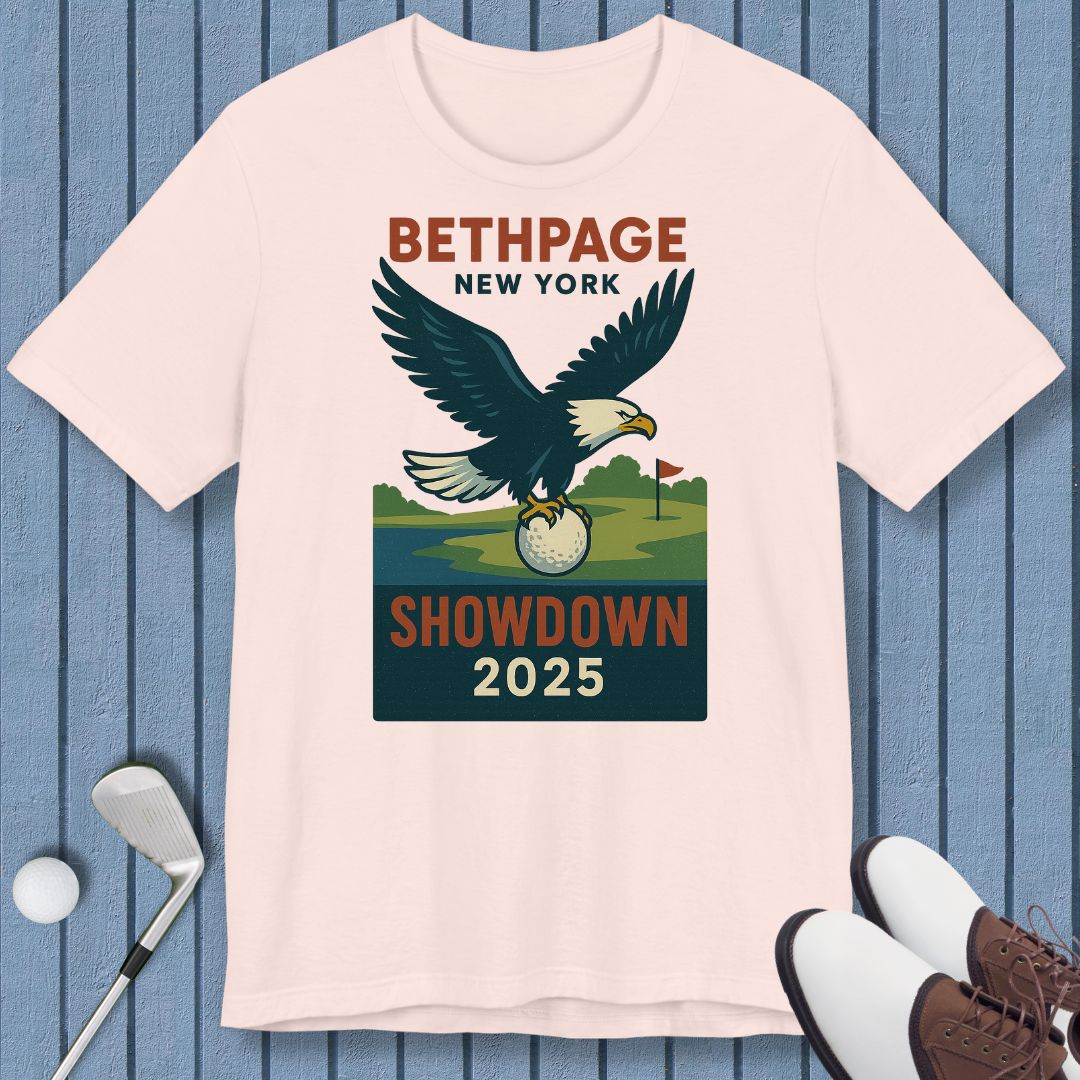 Bethpage Golf 2025 - Eagle - T-shirt in Soft Pink, great for casual wear. Find more fun golf focused products at oneforetheages.com