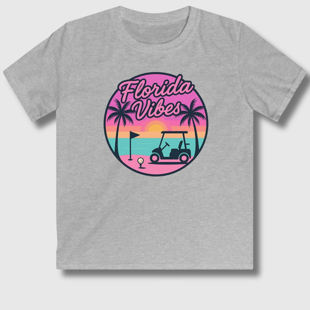 Golf Vibes - Florida Sunshine Edition - Youth Golf T-Shirt in Sport Grey