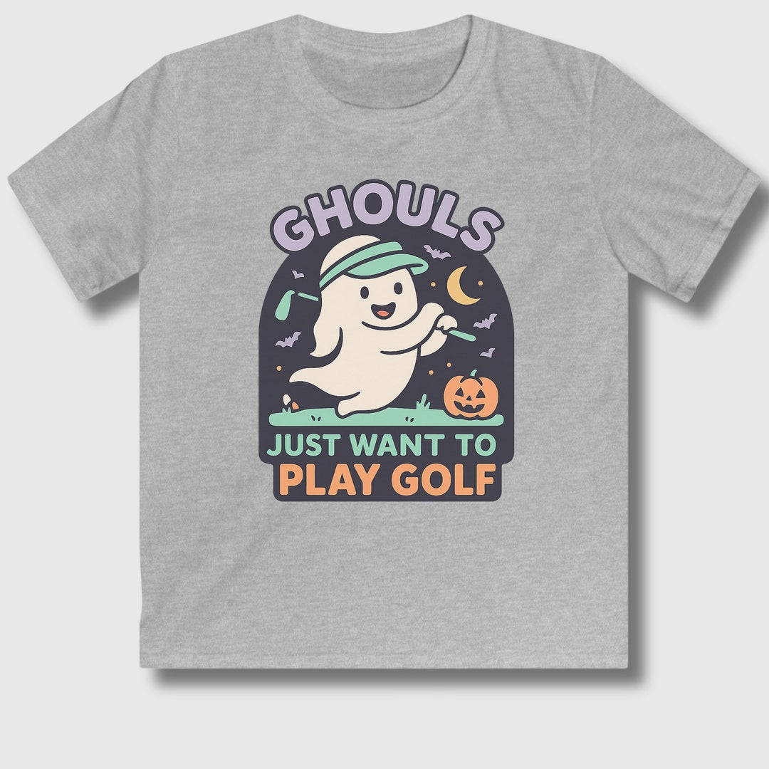 Ghouls Just Wanna Play Golf - Youth Golf T-Shirt in Sport Grey