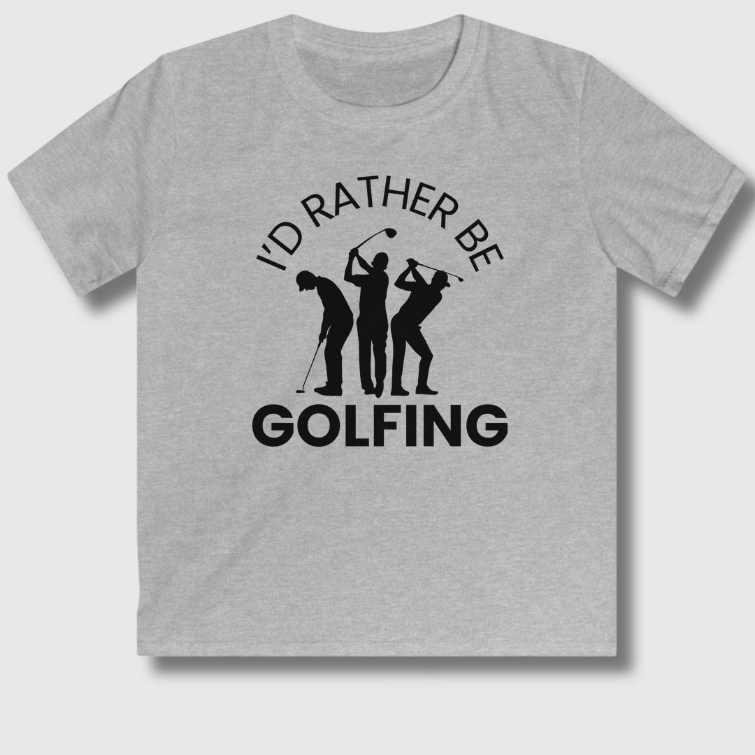 I'd Rather Be Golfing - Youth Golf T-Shirt in Sport Grey