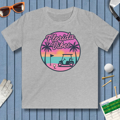 Golf Vibes - Florida Sunshine Edition - Youth Golf T-Shirt in Sport Grey