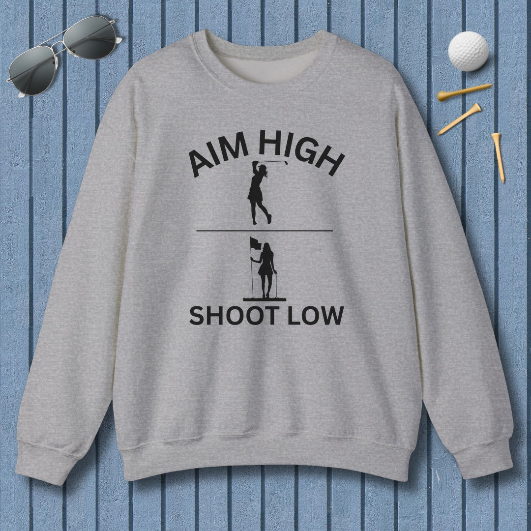 Aim High - Shoot Low (Female) - Adult Golf Sweatshirt in Sport Grey