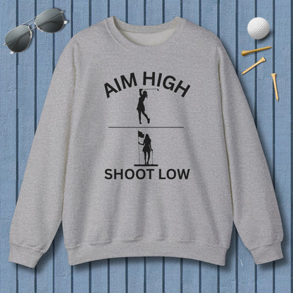 Aim High - Shoot Low (Female) - Adult Golf Sweatshirt in Sport Grey