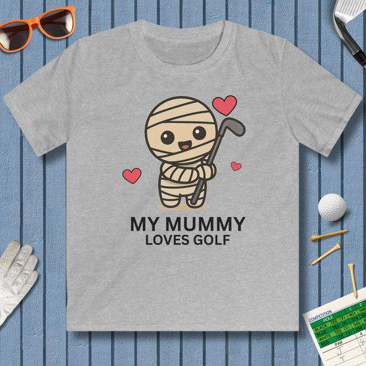 My Mummy Loves Golf - Youth Golf T-Shirt in Sport Grey