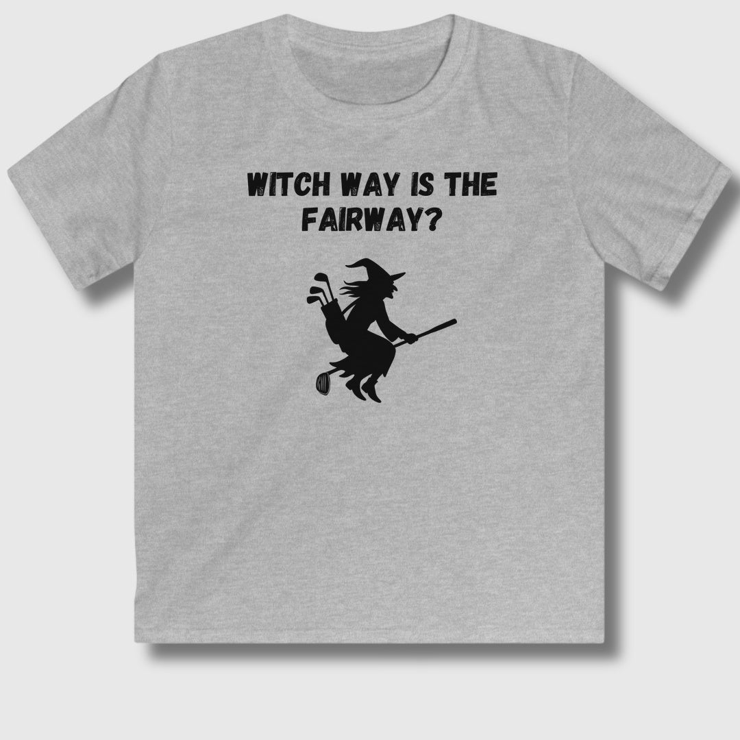 Witch Way is the Fairway - Youth Golf T-Shirt in Sport Grey