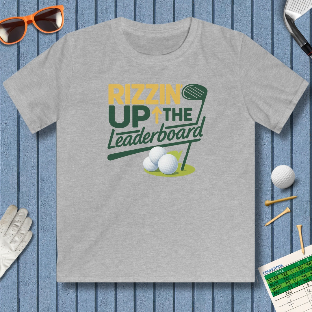 Rizzin' Up The Leaderboard - Youth Golf T-Shirt in Sport Grey