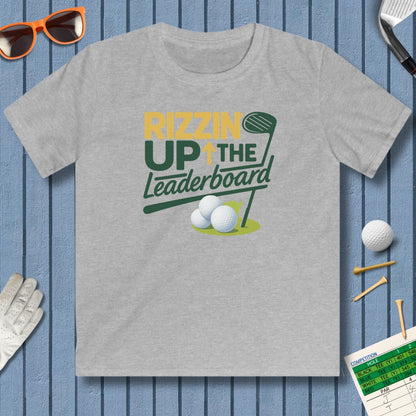 Rizzin' Up The Leaderboard - Youth Golf T-Shirt in Sport Grey