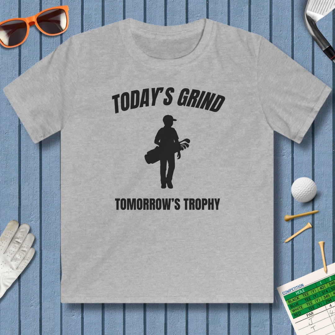 Today's Grind - Tomorrow's Trophy (male) - Youth Golf T-Shirt in Sport Grey