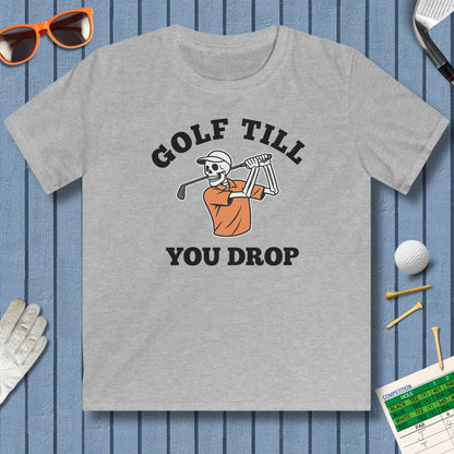 Golf Till You Drop - Youth Golf T-Shirt in Sport Grey