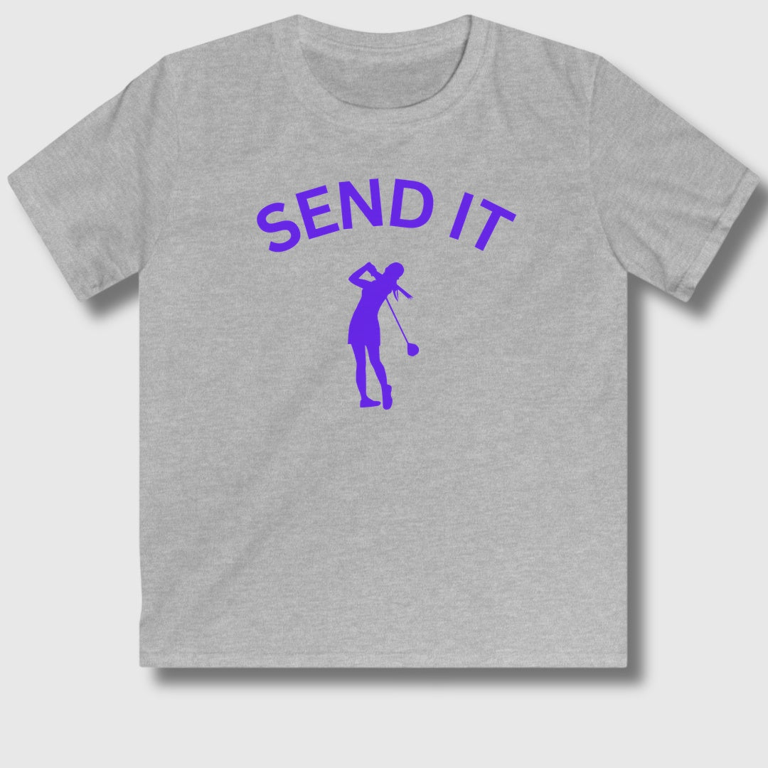 SEND IT (Female) - Youth Golf T-Shirt in Sport Grey