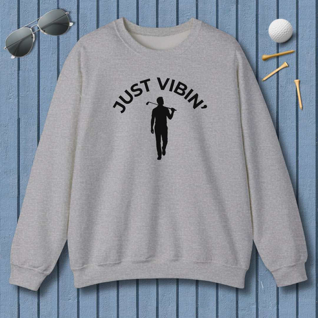 Just Vibin' - Adult Golf Sweatshirt in Sport Grey
