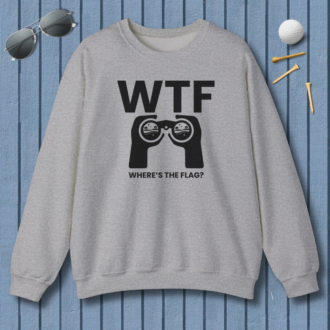 WTF - Where's the Flag - Adult Golf Sweatshirt in Sport Grey
