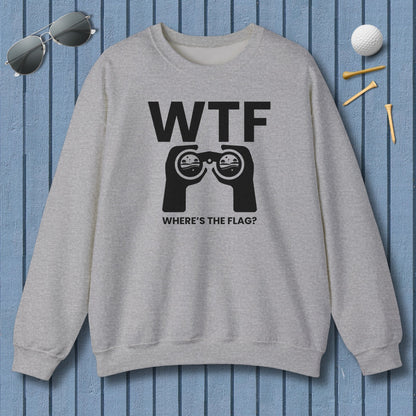 WTF - Where's the Flag - Adult Golf Sweatshirt in Sport Grey