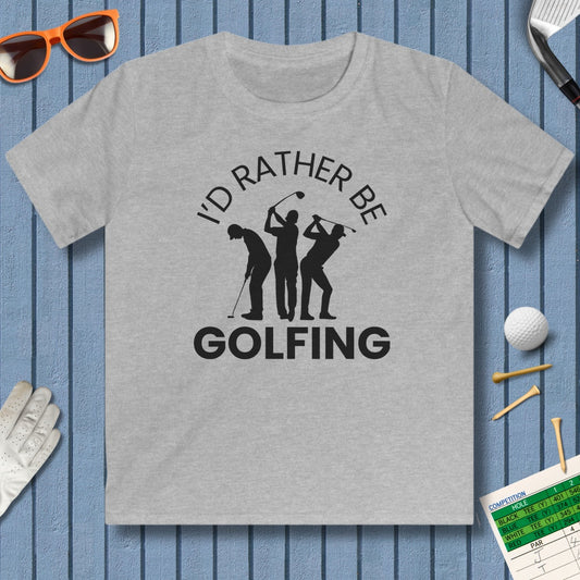 I'd Rather Be Golfing - Youth Golf T-Shirt in Sport Grey