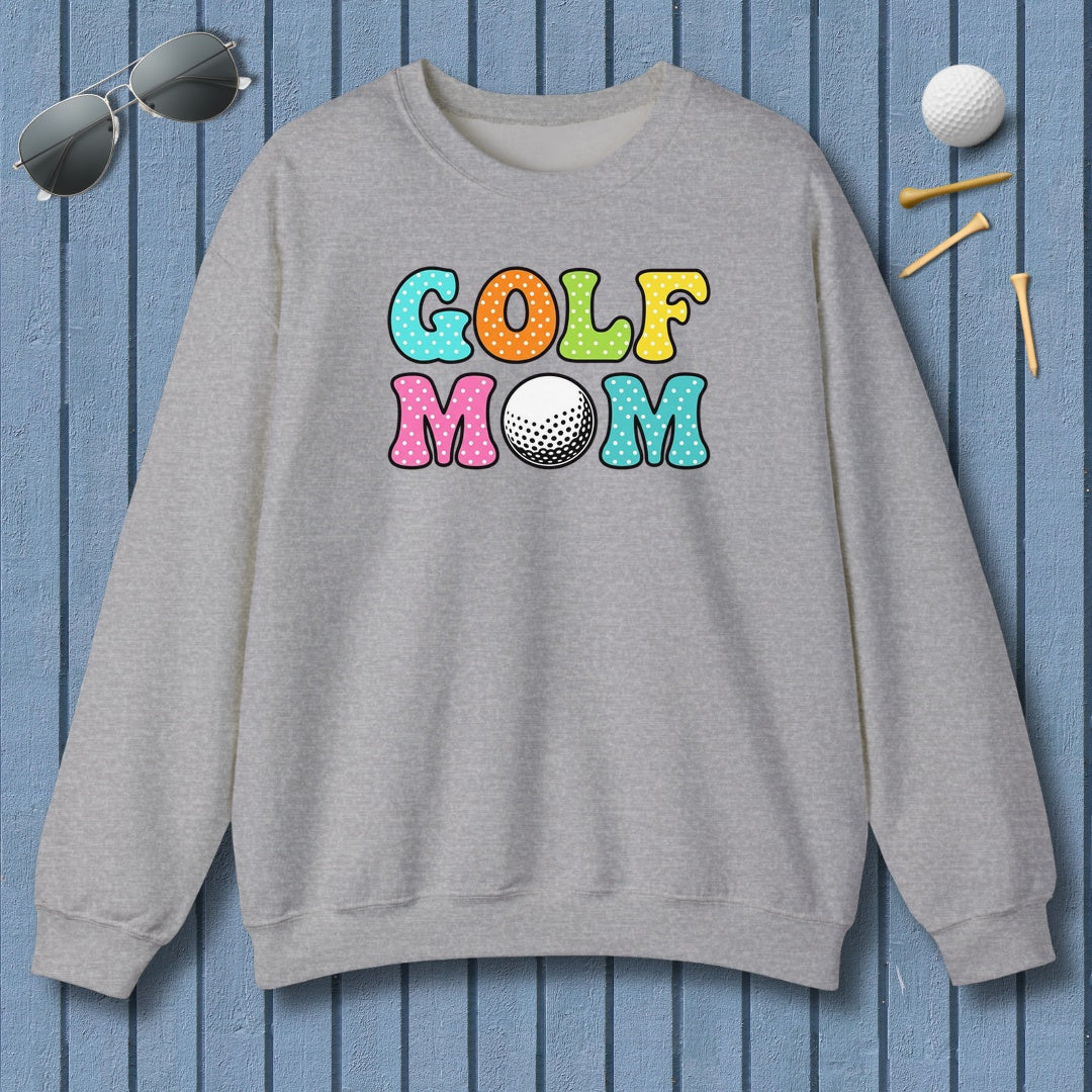 BUBBLY GOLF MOM, Polka Dot Pop - Adult Golf Sweatshirt in Sport Grey