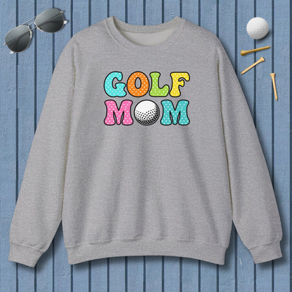 BUBBLY GOLF MOM, Polka Dot Pop - Adult Golf Sweatshirt in Sport Grey
