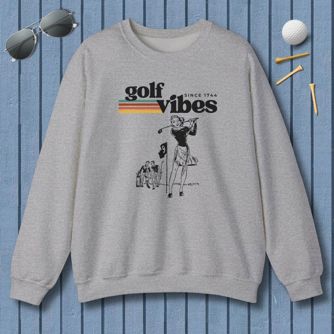 Golf Vibes Retro - Adult Golf Sweatshirt in Sport Grey