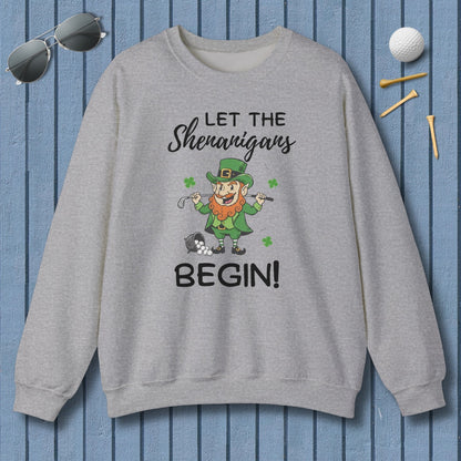 Let The Shenanigans Begin - Adult Golf Sweatshirt in Sport Grey
