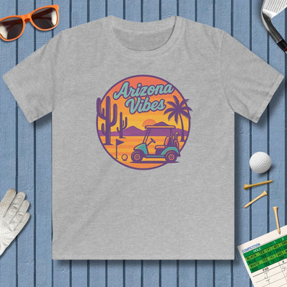 Golf Vibes - Arizona - Desert Edition Golf Destination - Youth Golf T-Shirt in Sport Grey