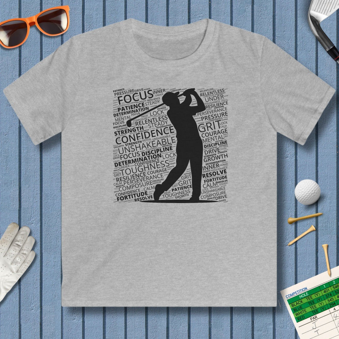 Unleash Your Mental Game (Male) - Youth Golf T-Shirt in Sport Grey