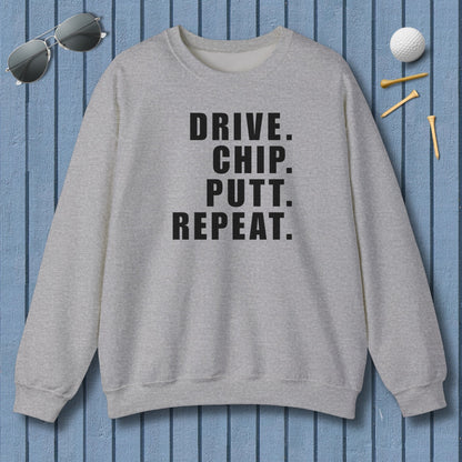 DRIVE CHIP PUTT REPEAT - Adult Golf Sweatshirt in Sport Grey
