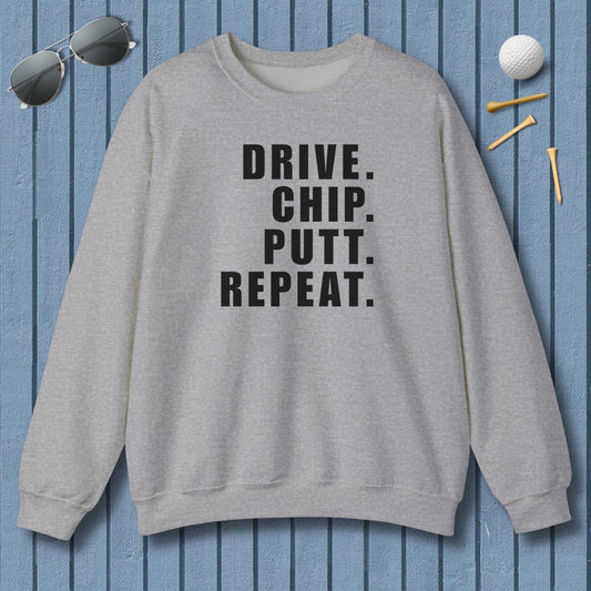 DRIVE CHIP PUTT REPEAT - Adult Golf Sweatshirt in Sport Grey