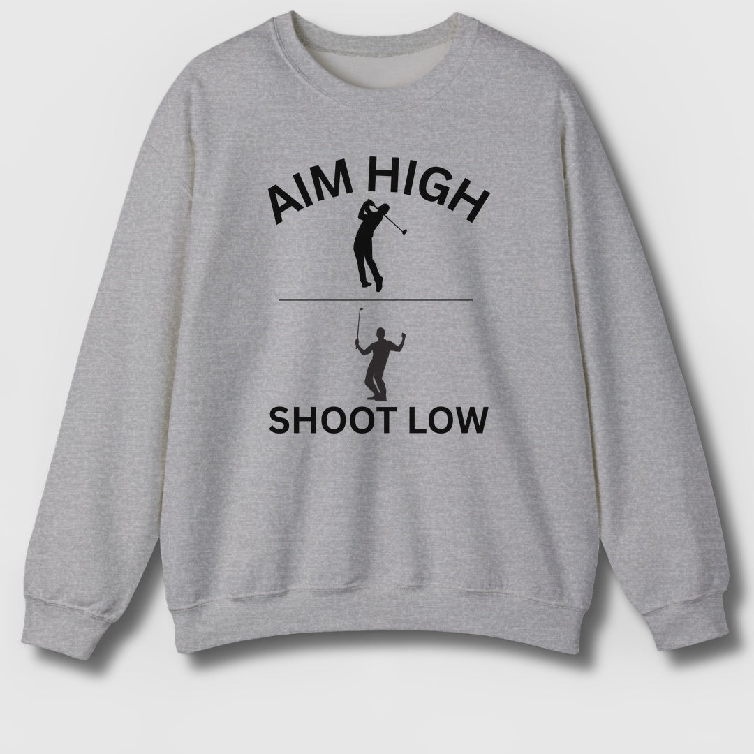 Aim High - Shoot Low (Male) - Adult Golf Sweatshirt in Sport Grey