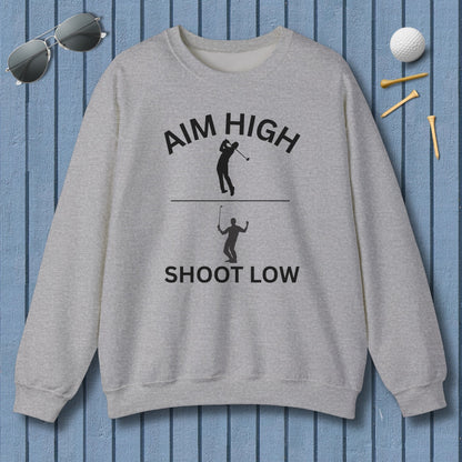 Aim High - Shoot Low (Male) - Adult Golf Sweatshirt in Sport Grey