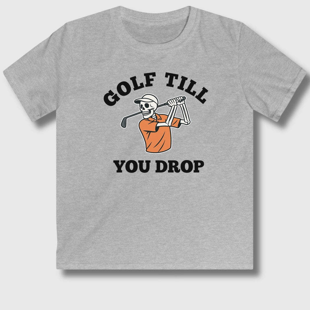 Golf Till You Drop - Youth Golf T-Shirt in Sport Grey